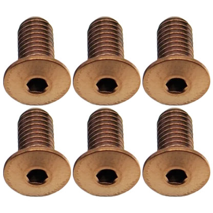 Better Bolts Titanium Water Bottle Cage Bolts10mm Copper 6/Count