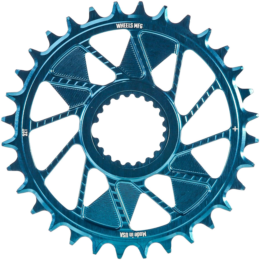 Wheels Manufacturing Direct Mount Chainring - 32t Shimano Direct Mount 1.5mm Inboard Offset HG+ Chain Compatible Teal