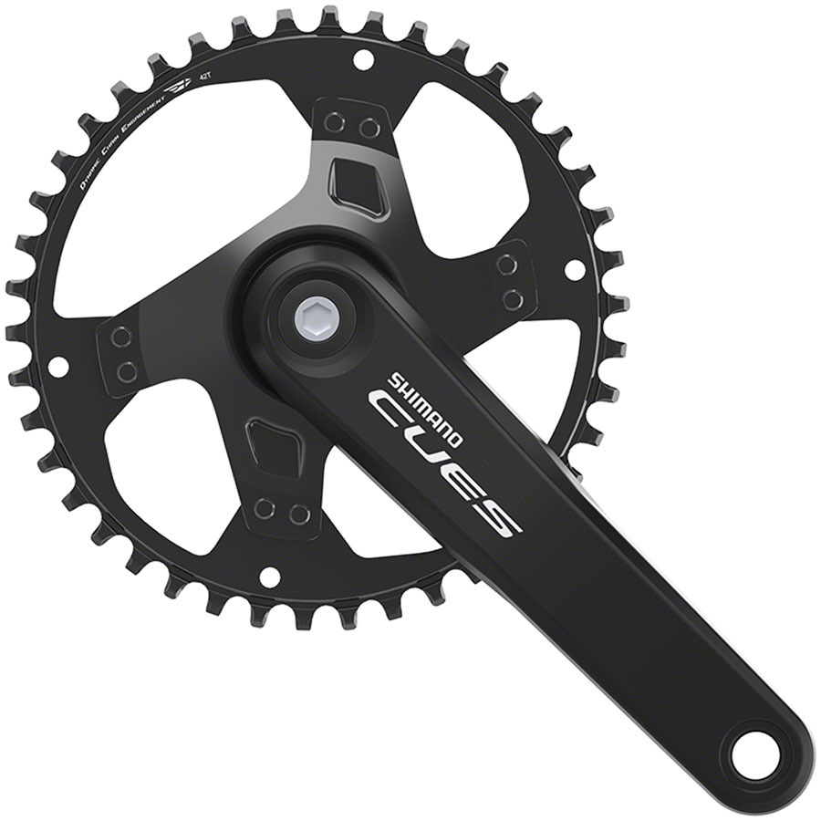 Shimano CUES FC-U4000-1 Crankset - 9/10/11-Speed, Riveted Square Taper JIS Spindle Interface, Black - Image 6