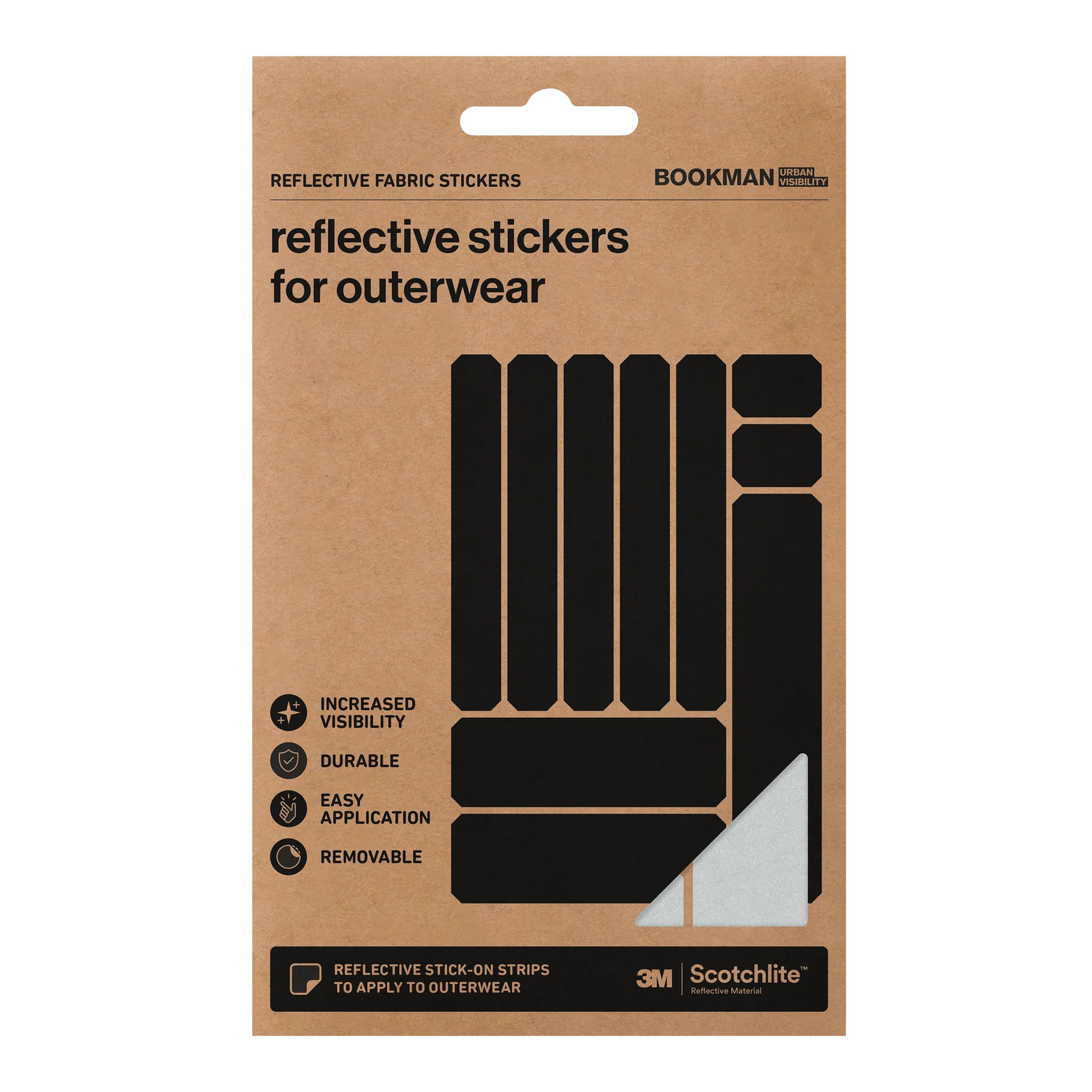 Bookman Visibility Reflective Fabric Stickers StripsSilver