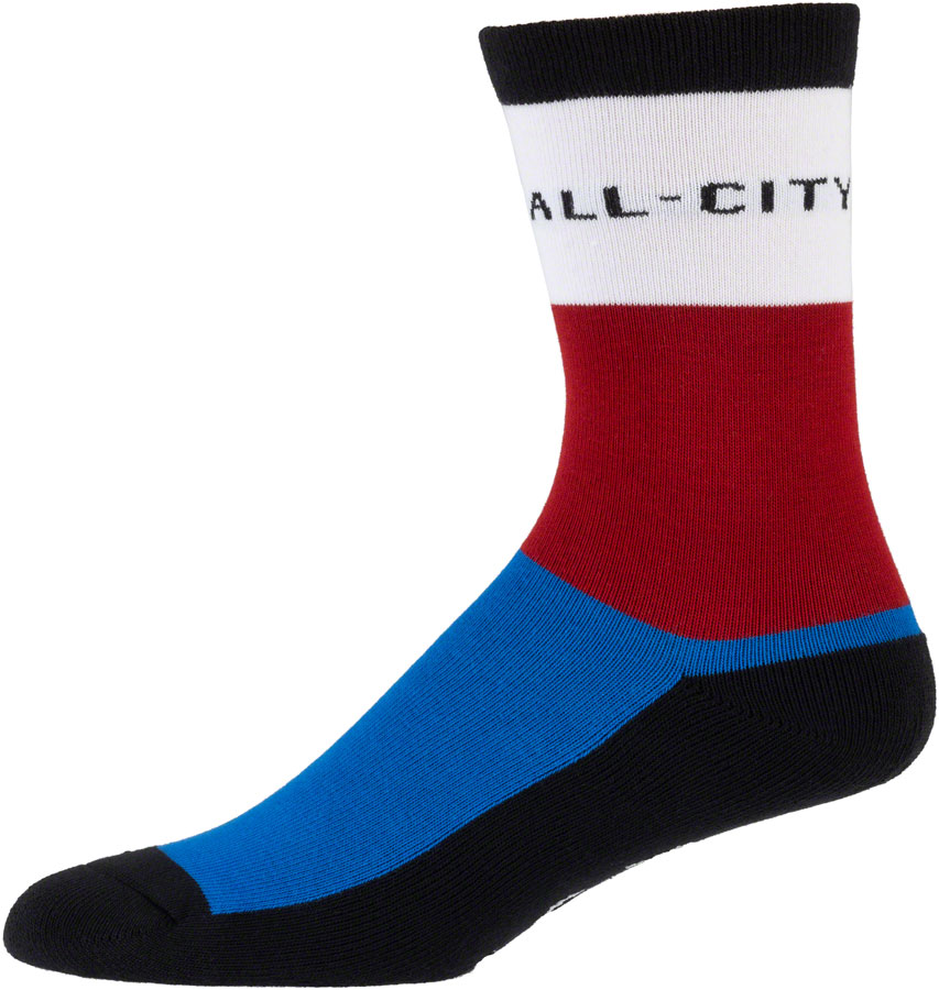 All-City Parthenon Party Sock - White Red Blue Black Small/Medium All-City Parthenon Party Sock - White Red Blue Black Small/Medium