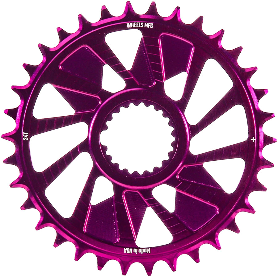 Wheels Manufacturing Direct Mount Chainring - 34t Shimano Direct Mount 1.5mm Outboard Offset HG+ Chain Compatible Purple Wheels Manufacturing Direct Mount Chainring - 34t Shimano Direct Mount 1.5mm Outboard Offset HG+ Chain Compatible Purple