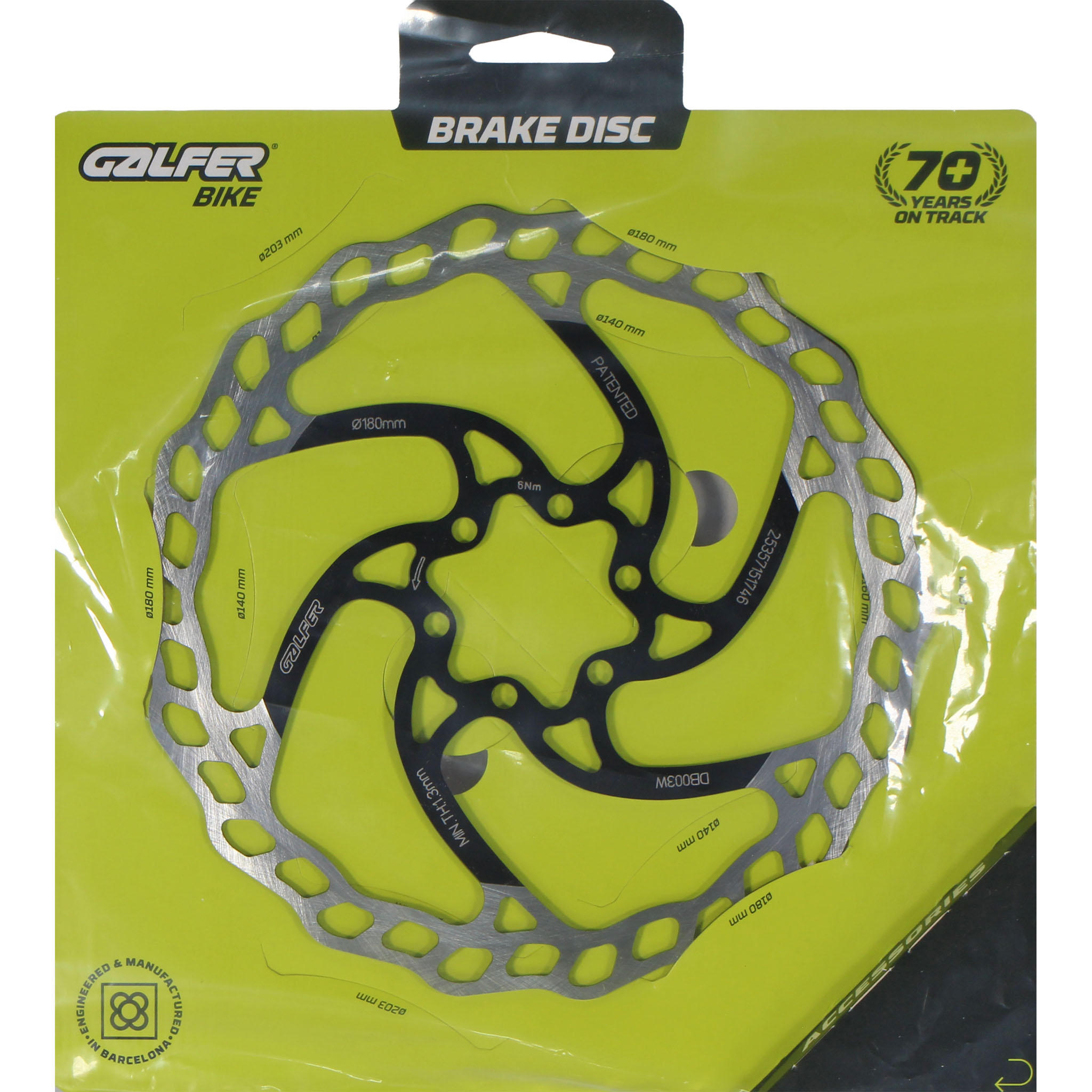 Galfer BLEM  180mm Rotor 6-Bolt  1.8mm Black/Silver  