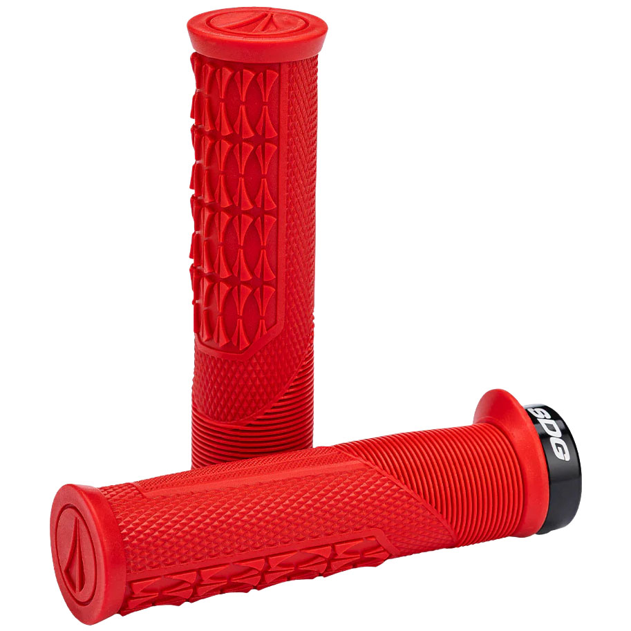 SDG Thrice OC Lock-On MTB Grips - Red-Black