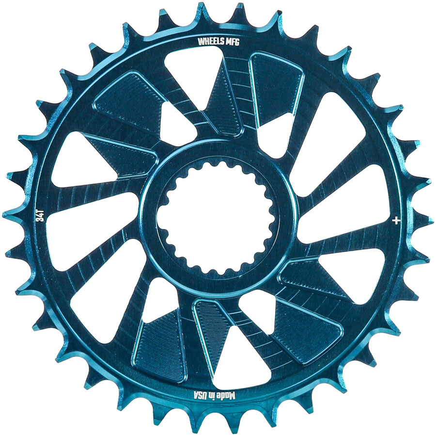 Wheels Manufacturing Direct Mount Chainring - 34t Shimano Direct Mount 1.5mm Outboard Offset HG+ Chain Compatible Teal Wheels Manufacturing Direct Mount Chainring - 34t Shimano Direct Mount 1.5mm Outboard Offset HG+ Chain Compatible Teal