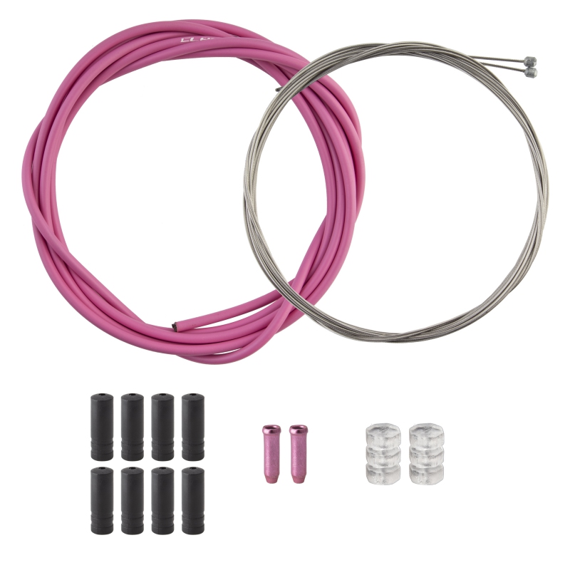 Clarks Stainless Steel Sport Gear Kit Front and rear 2500mm/2275mm 4mm/1.1mm SS Pink MTB/Road