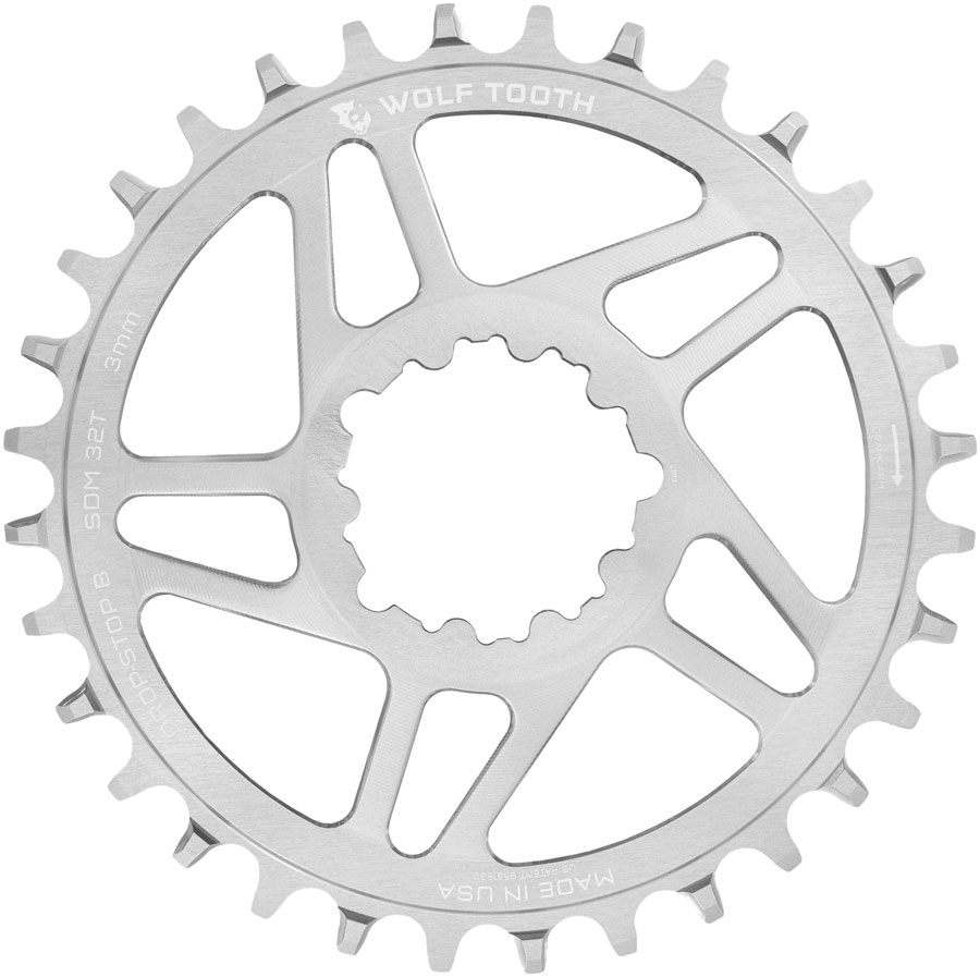 Wolf Tooth Direct Mount Chainring - 32t SRAM Direct Mount Drop-Stop B For SRAM 3-Bolt Boost Cranks 3mm Offset Raw Silver Wolf Tooth Direct Mount Chainring - 32t SRAM Direct Mount Drop-Stop B For SRAM 3-Bolt Boost Cranks 3mm Offset Raw Silver