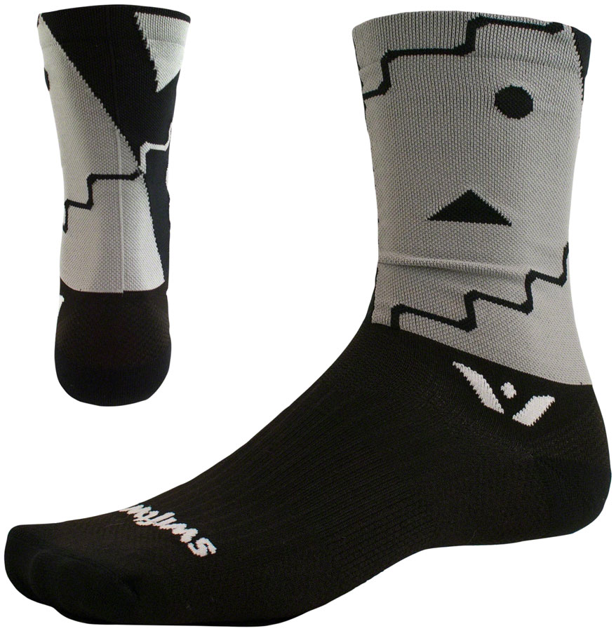 Swiftwick Vision Six Abstract Sock - 6" Black Medium