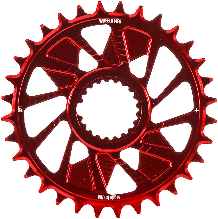 Wheels Manufacturing Direct Mount Chainring - 32t Shimano Direct Mount 1.5mm Outboard Offset HG+ Chain Compatible Red Wheels Manufacturing Direct Mount Chainring - 32t Shimano Direct Mount 1.5mm Outboard Offset HG+ Chain Compatible Red