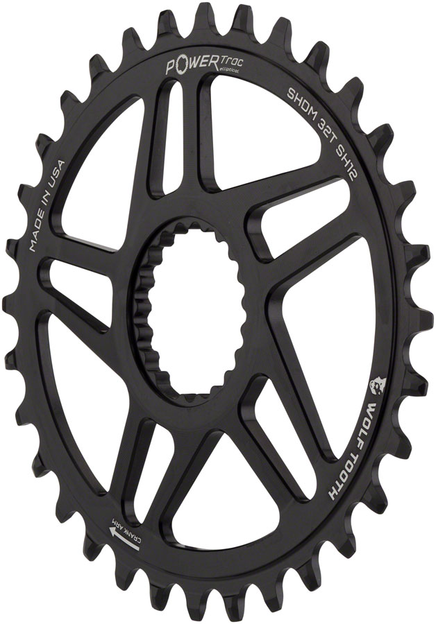 Wolf Tooth Elliptical Direct Mount Chainring - Shimano Direct Mount Boost 3mm Offset, Requires 12-Speed Hyperglide+ Chain, Black