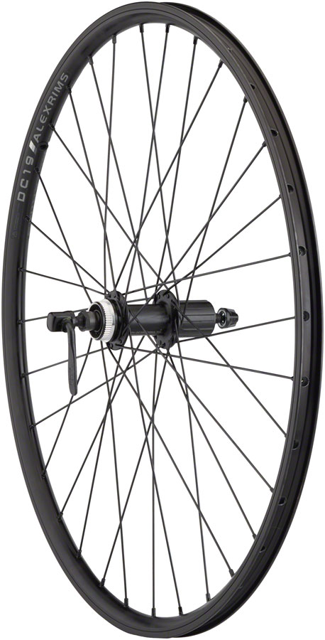 Quality Wheels Value Double Wall Series Rim+Disc Rear Wheel - 26" QR x135mm Center-Lock/Rim Brake HG10 BLK Clincher 32H