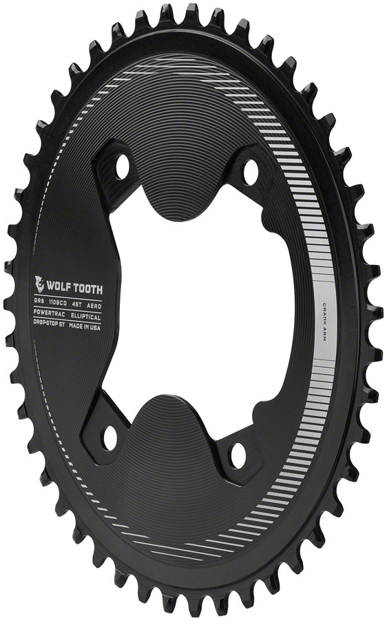 Wolf Tooth Elliptical 110 Asymmetrical BCD Aero Chainrings for 12-Speed Shimano GRX 800 Series - Image 2