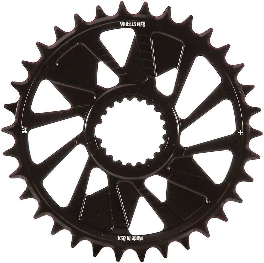 Wheels Manufacturing Direct Mount Chainring - 34t Shimano Direct Mount 1.5mm Outboard Offset HG+ Chain Compatible BLK