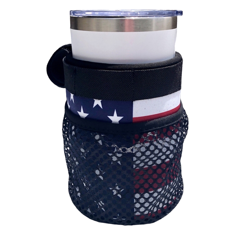 Cruiser candy Freedom E-Bike Drink & Phone Caddy Insulated Drink Holder Neoprene USA Flag Velcro Straps