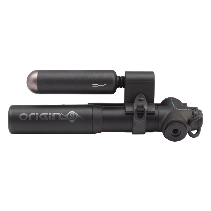 Origin8 Airaid Road 2-in-1 CO2 Mini Pump Threaded PV Black Tubeless Repair Kit Aluminum Road