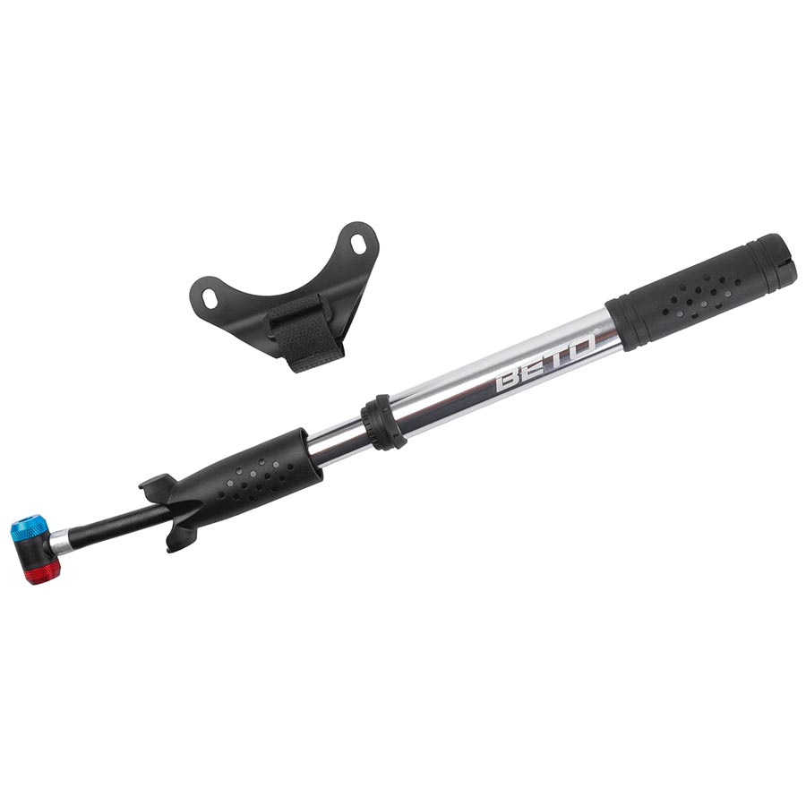 Beto Retract Mini Pump 160psi Dual Valve Head Silver