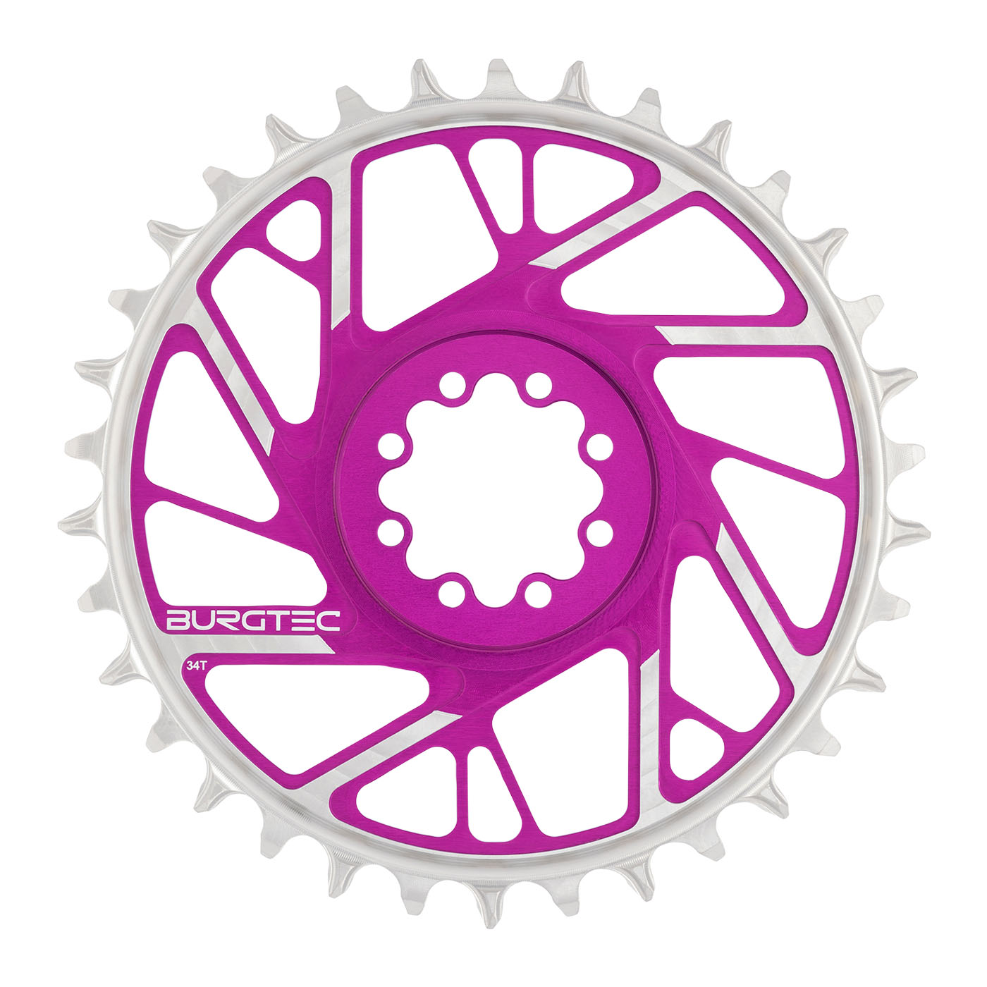Burgtec 3mm Offset Thick Thin Chainring SRAM 8-Bolt 34T Purp