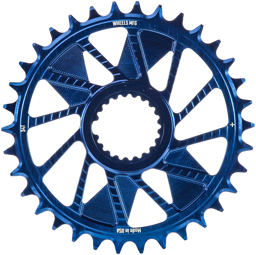 Wheels Manufacturing Direct Mount Chainring - 34t Shimano Direct Mount 1.5mm Inboard Offset HG+ Chain Compatible Blue Wheels Manufacturing Direct Mount Chainring - 34t Shimano Direct Mount 1.5mm Inboard Offset HG+ Chain Compatible Blue