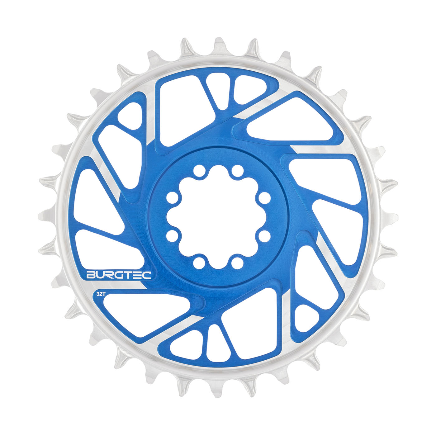 Burgtec 3mm Offset Thick Thin Chainring SRAM 8-Bolt 32T Blue