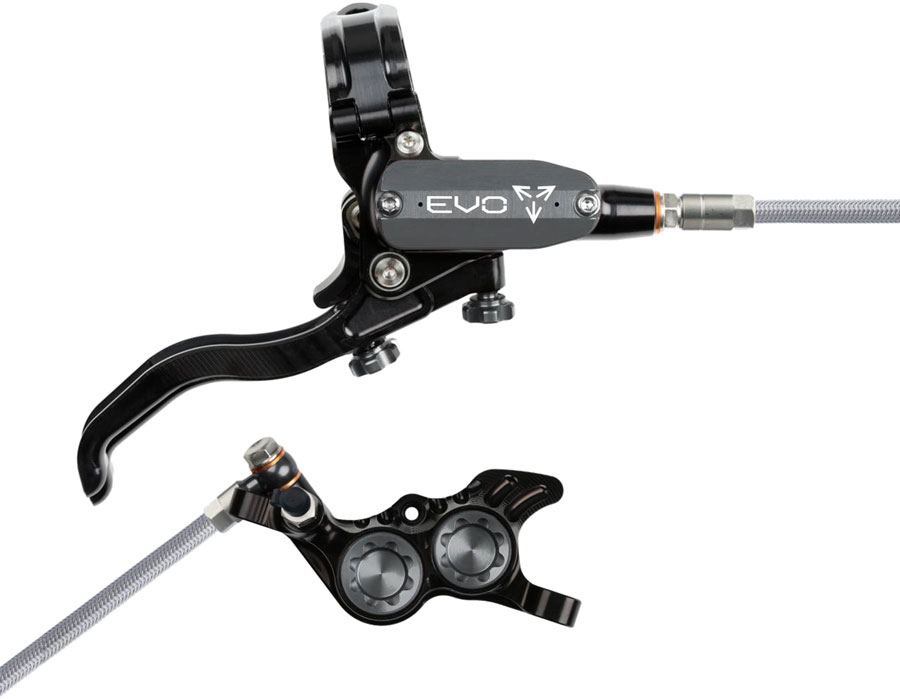Hope EVO GR4 Disc Brake Lever Set - Right Hand Post Mount 4-Piston Braided Hydraulic Hose BLK/Smoke