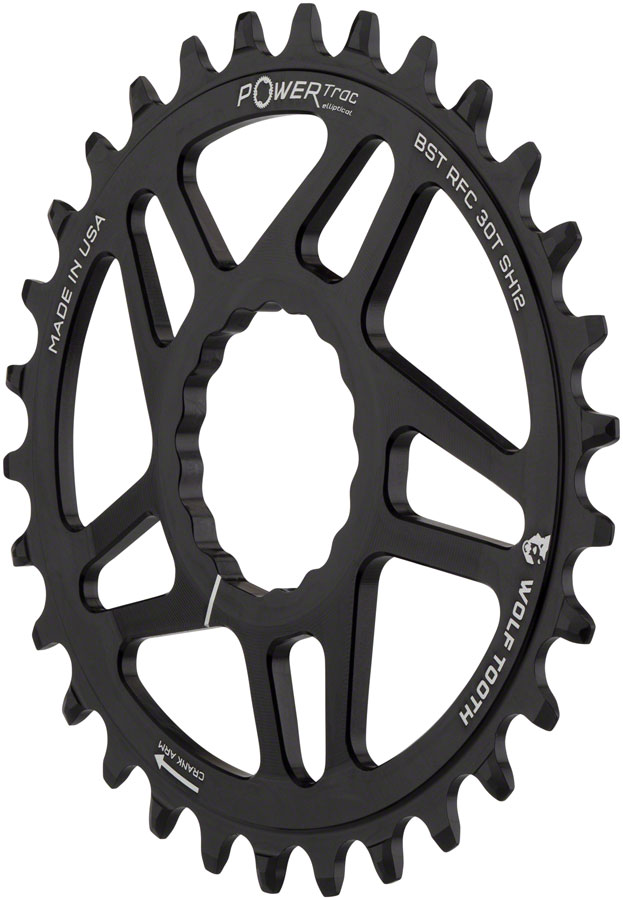 Wolf Tooth Elliptical Direct Mount Chainring - RaceFace CINCH Boost Drop-Stop ST Shimano 12 Speed HG+, Black variant 2