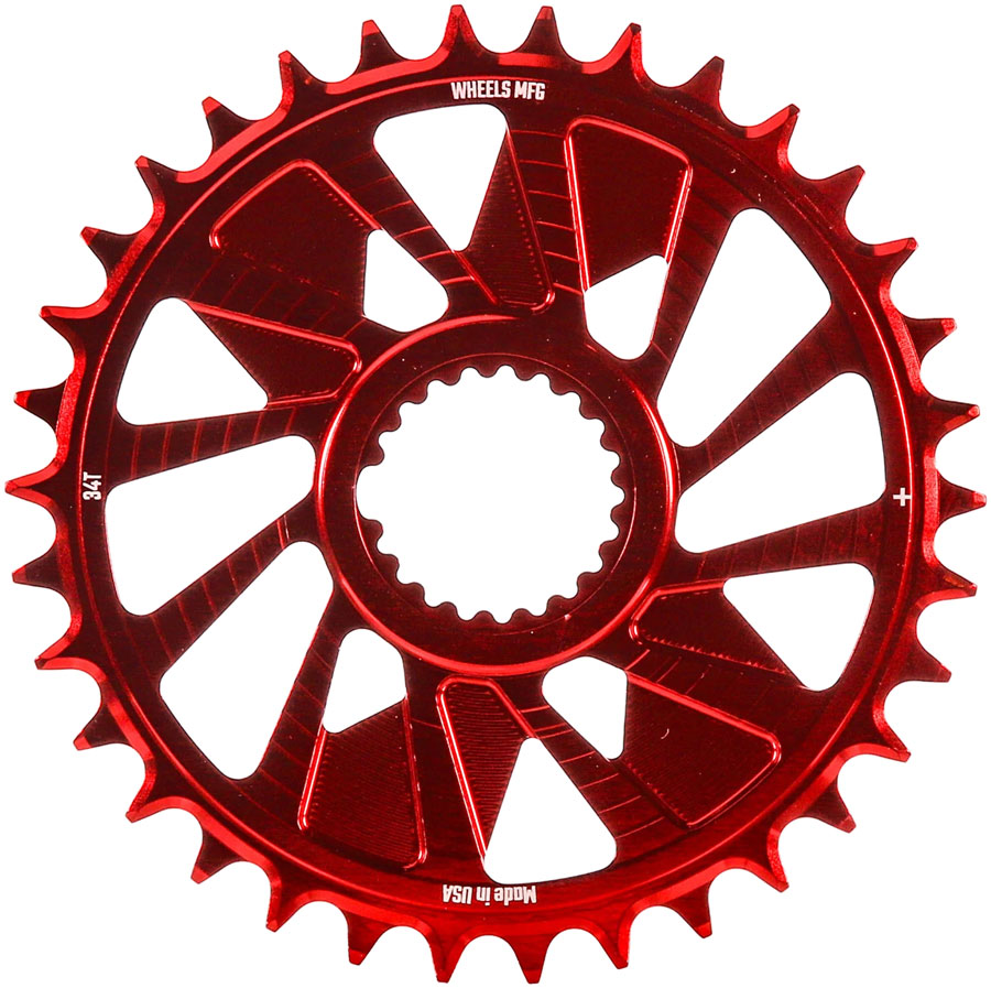 Wheels Manufacturing Direct Mount Chainring - 34t Shimano Direct Mount 1.5mm Outboard Offset HG+ Chain Compatible Red Wheels Manufacturing Direct Mount Chainring - 34t Shimano Direct Mount 1.5mm Outboard Offset HG+ Chain Compatible Red
